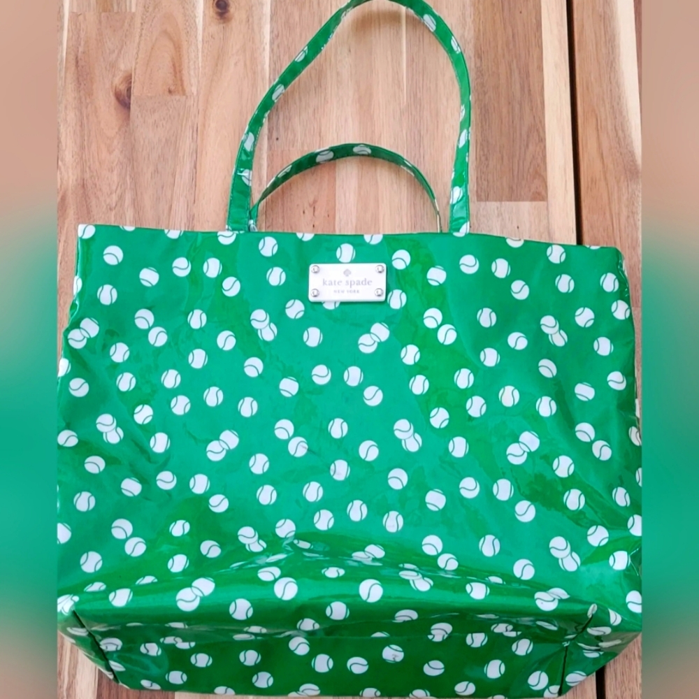 kate spade Green and White Tennis Dot Tote